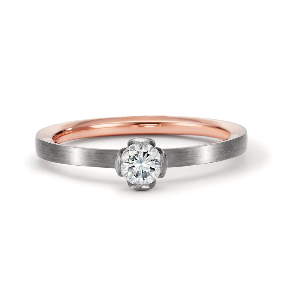 Solitaire ring 18k Red Gold, 18k White Gold Diamond 0.25 ct, tw-vsi