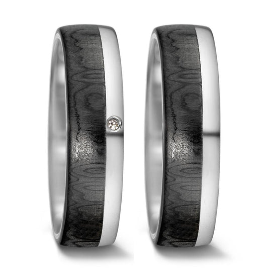 Wedding Ring 14k White Gold, Carbon