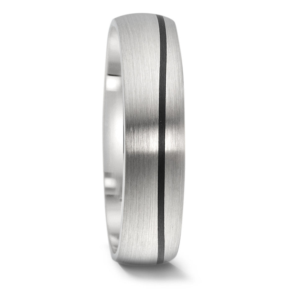 Wedding Ring 14k White Gold, Carbon
