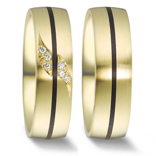 Wedding Ring 14k Yellow Gold, Carbon