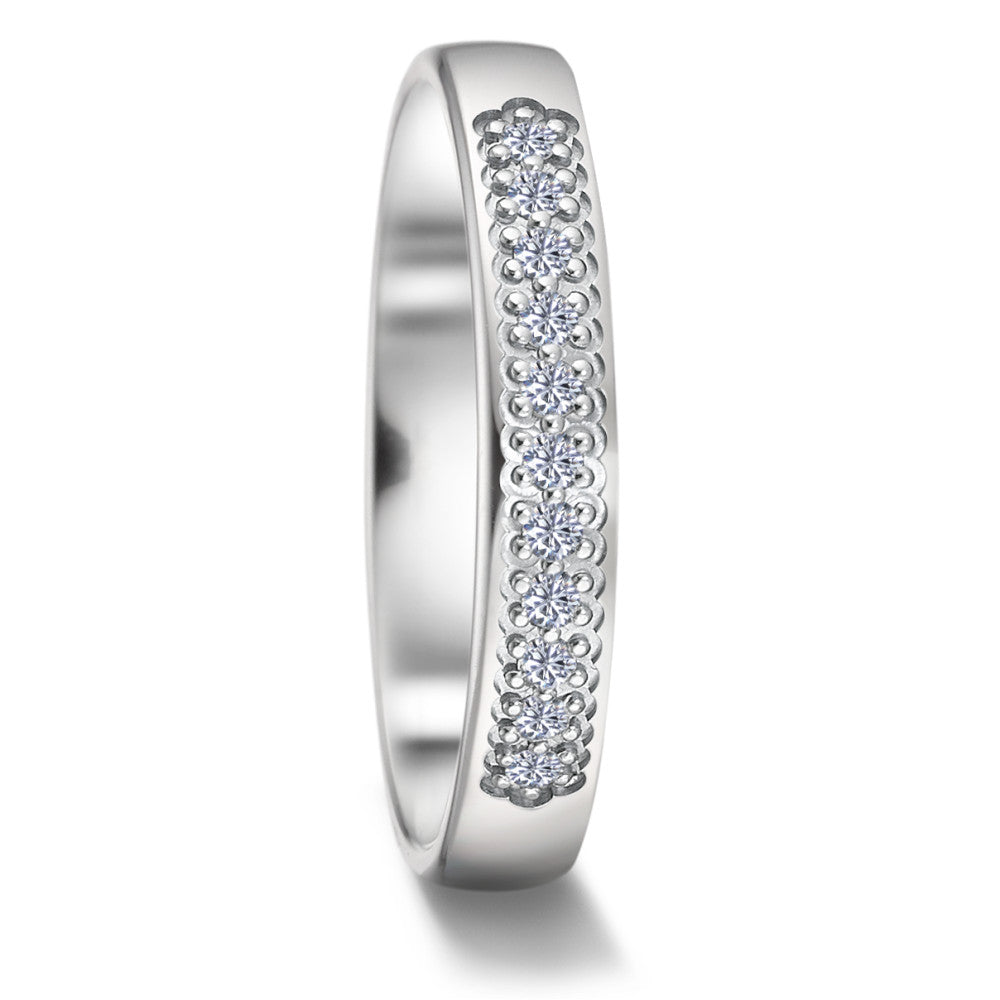 Wedding Ring 18k White Gold Diamond 0.11 ct, 11 Stones, tw-vsi