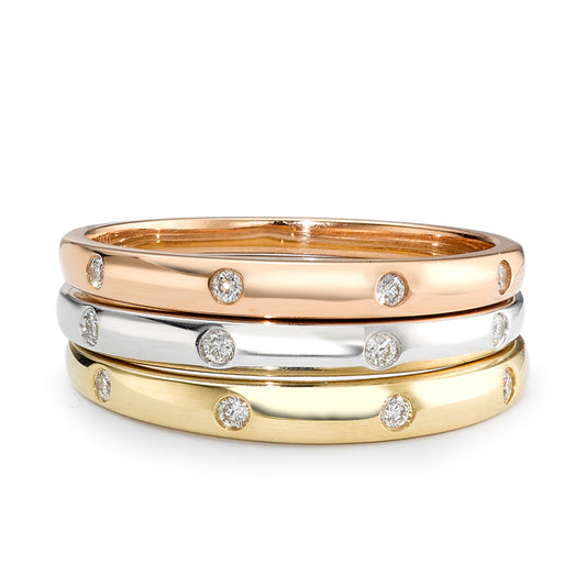 Stacking ring 18k White Gold, 18k Yellow Gold, 18k Red Gold Diamond 0.13 ct, 13 Stones, w-si