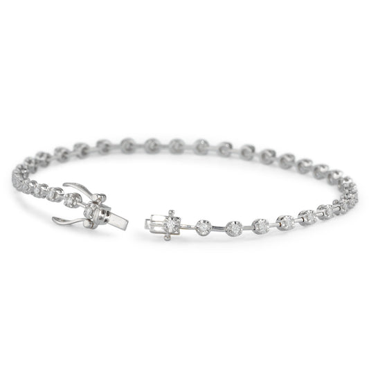 Bracelet 18k White Gold Diamond 0.49 ct, 37 Stones, w-si 18 cm