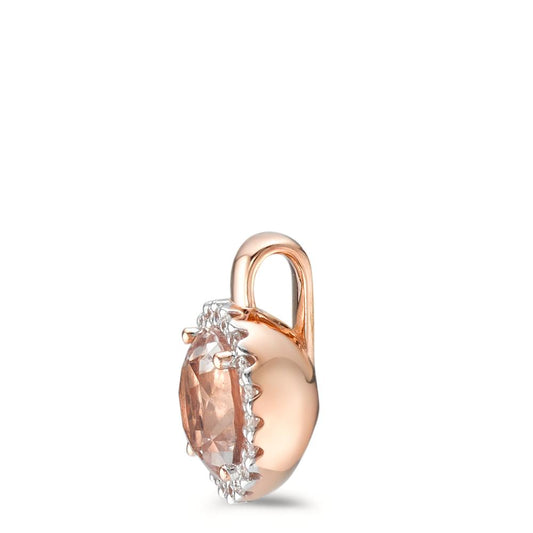 Pendant 18k Red Gold Morganite, Diamond 0.10 ct, 20 Stones, brilliant, w-si Ø9.5 mm