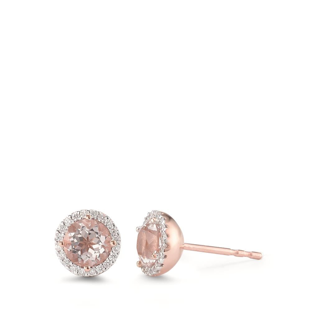 Stud earrings 18k Red Gold Morganite Ø7 mm