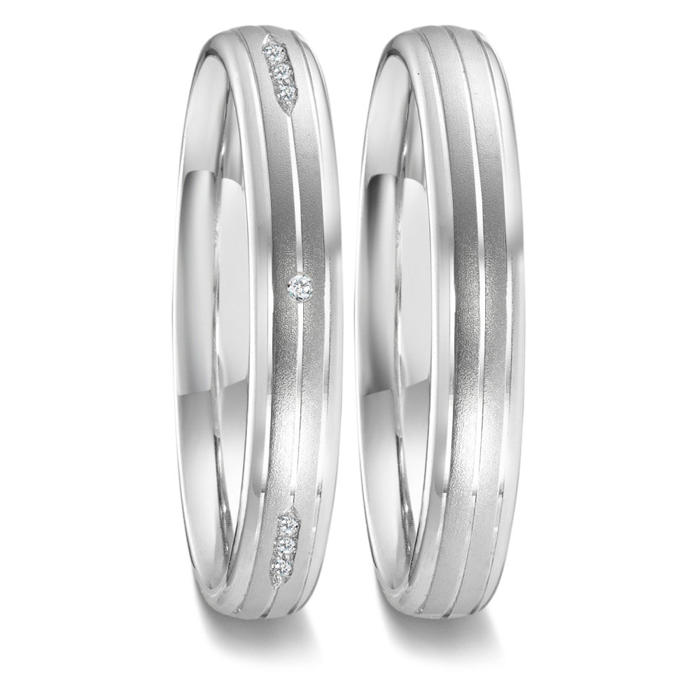 Wedding Ring 18k White Gold Diamond 0.051 ct, 12 Stones, w-vsi