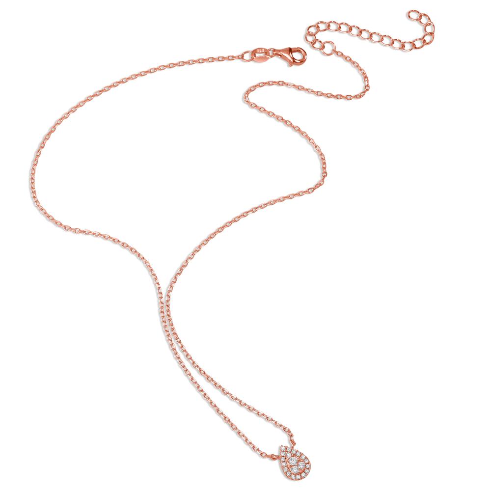 Necklace Silver Zirconia Rose Gold plated 39-44 cm