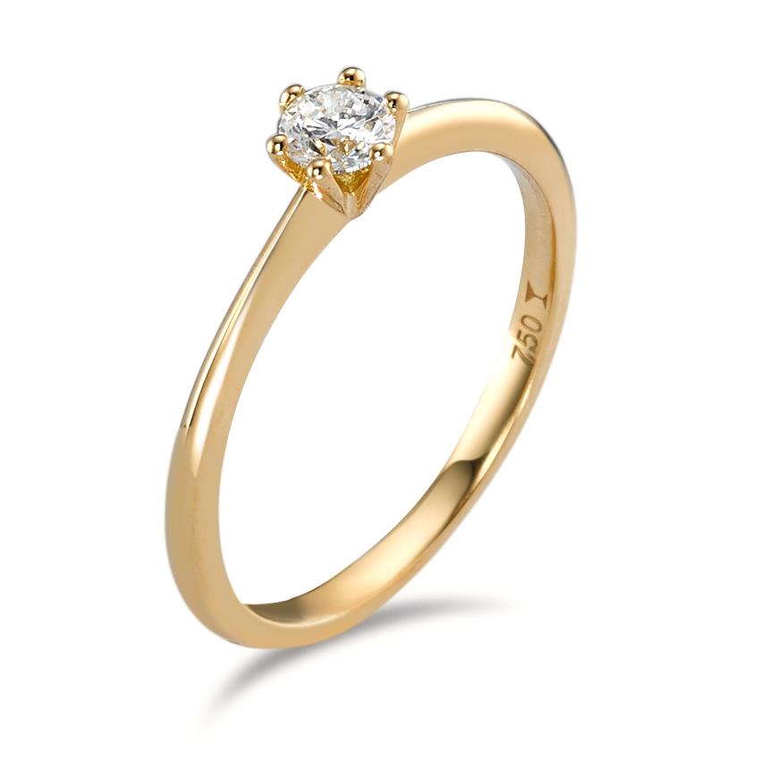 Solitaire ring 18k Yellow Gold Diamond 0.20 ct, w-si