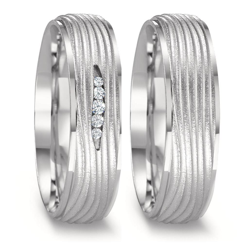 Wedding Ring 18k White Gold Diamond 0.045 ct, 5 Stones, w-si