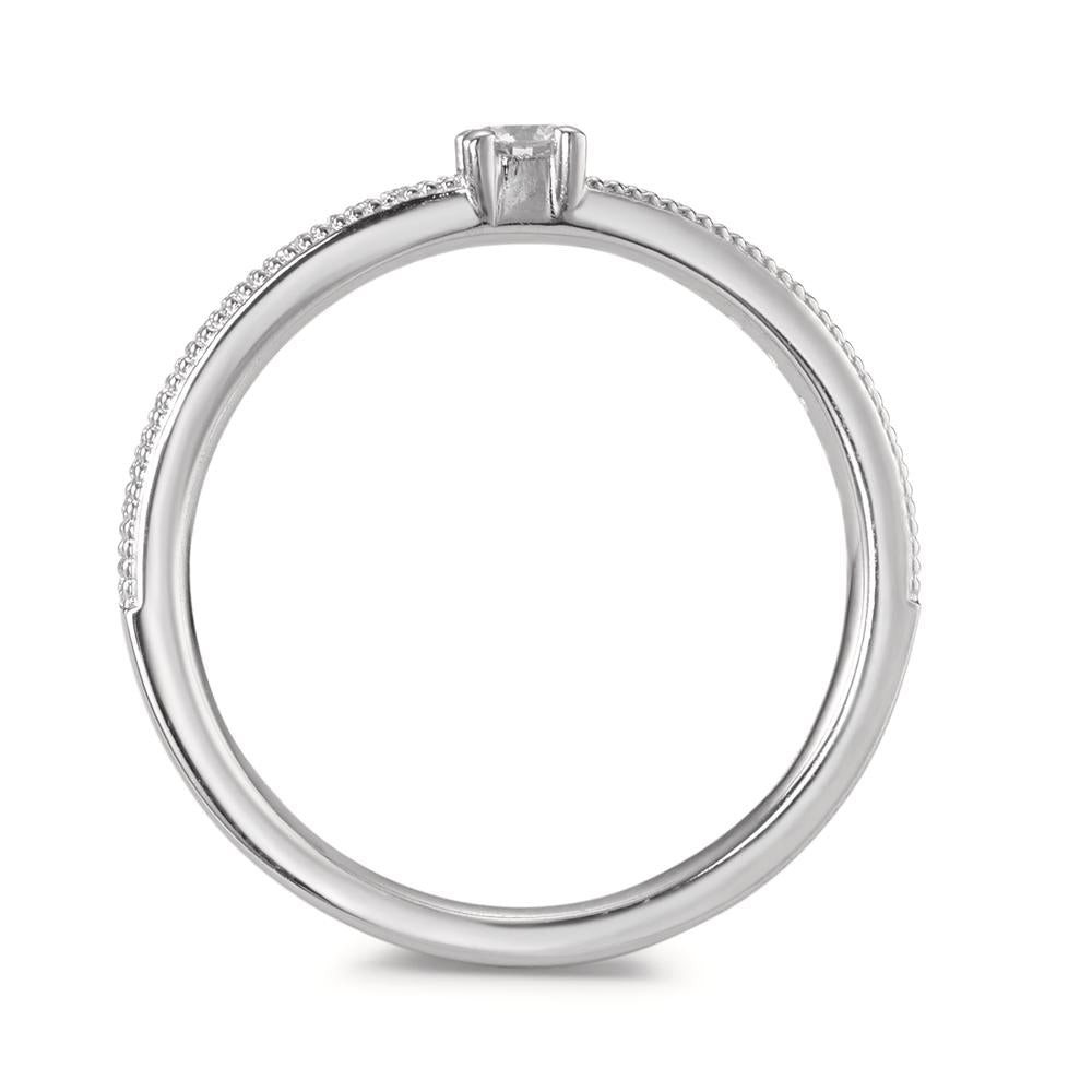 Solitaire ring 18k White Gold Diamond 0.16 ct, 19 Stones, brilliant, w-si