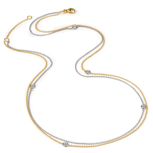 Necklace 18k White Gold, 18k Yellow Gold Diamond 0.16 ct, 5 Stones, w-si 42-45 cm