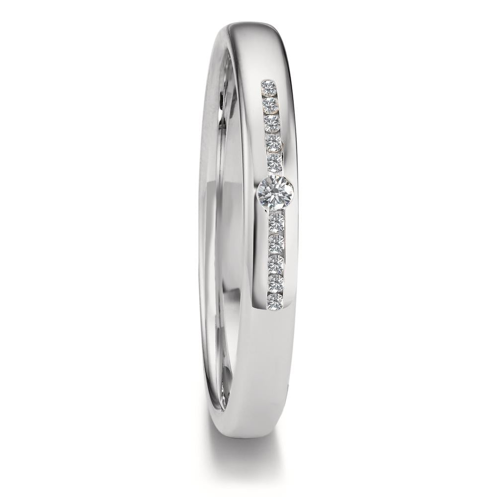 Wedding Ring 18k White Gold Diamond 0.08 ct, 11 Stones, tw-vsi