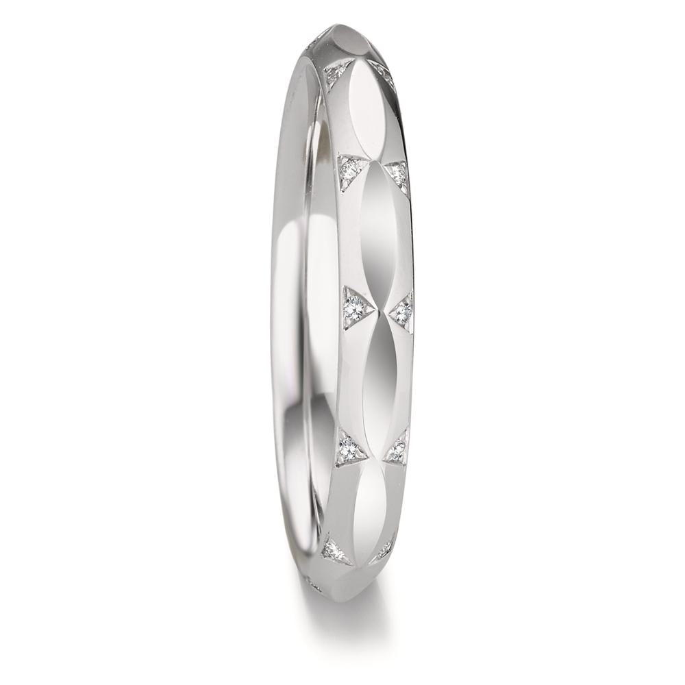 Wedding Ring 18k White Gold Diamond 0.072 ct, 24 Stones, w-vsi