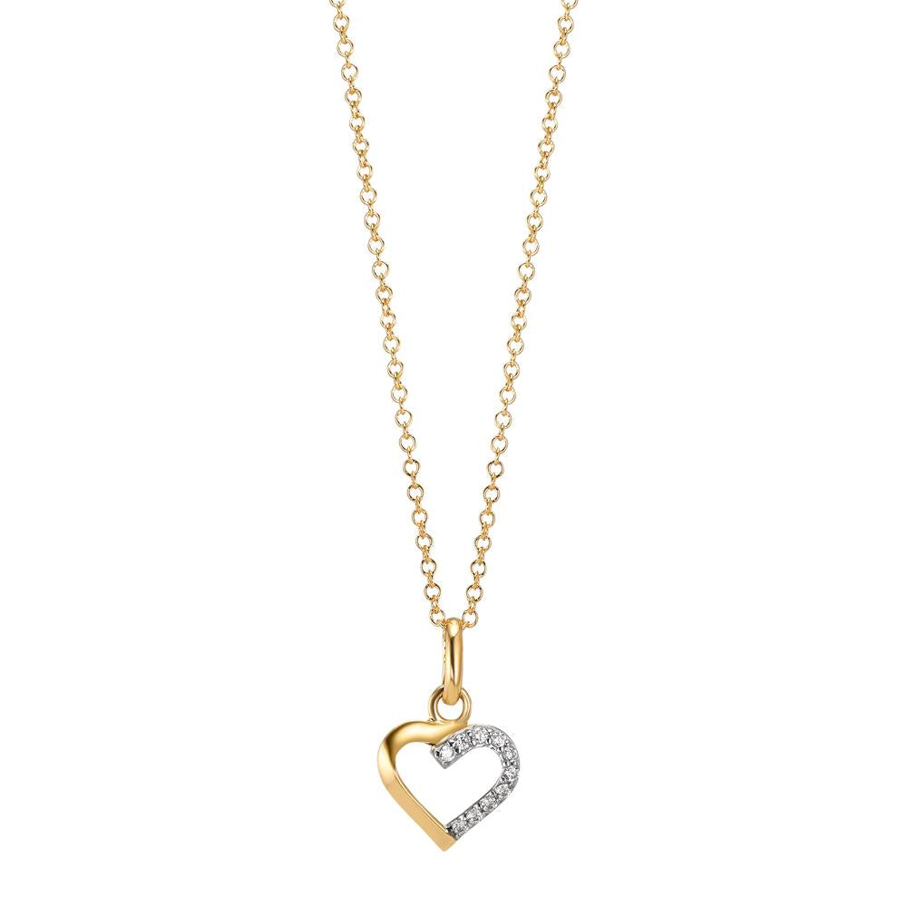 Pendant 18k Yellow Gold Zirconia 10 Stones Heart Ø8.5 mm