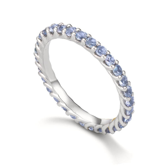 Memory ring 18k White Gold Tanzanite 1.20 ct, 30 Stones