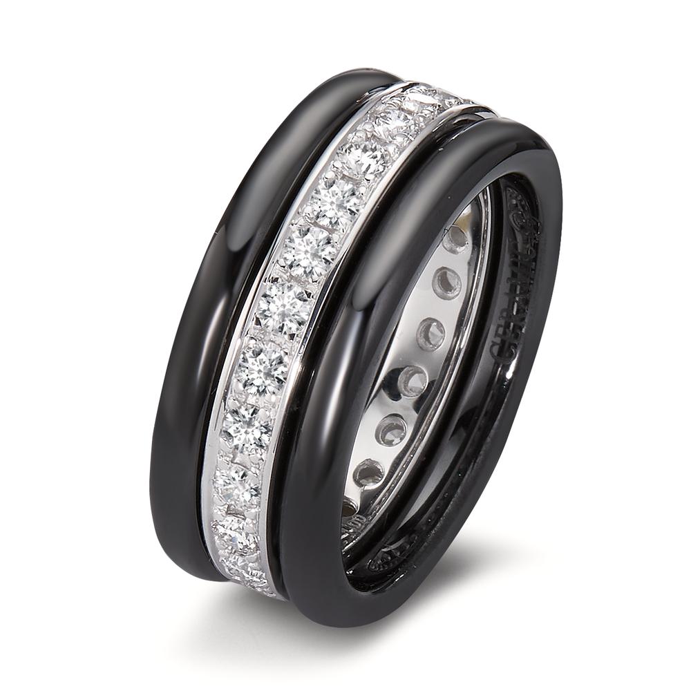 Ring 18k White Gold, Ceramic Diamond 1 ct, 25 Stones, brilliant