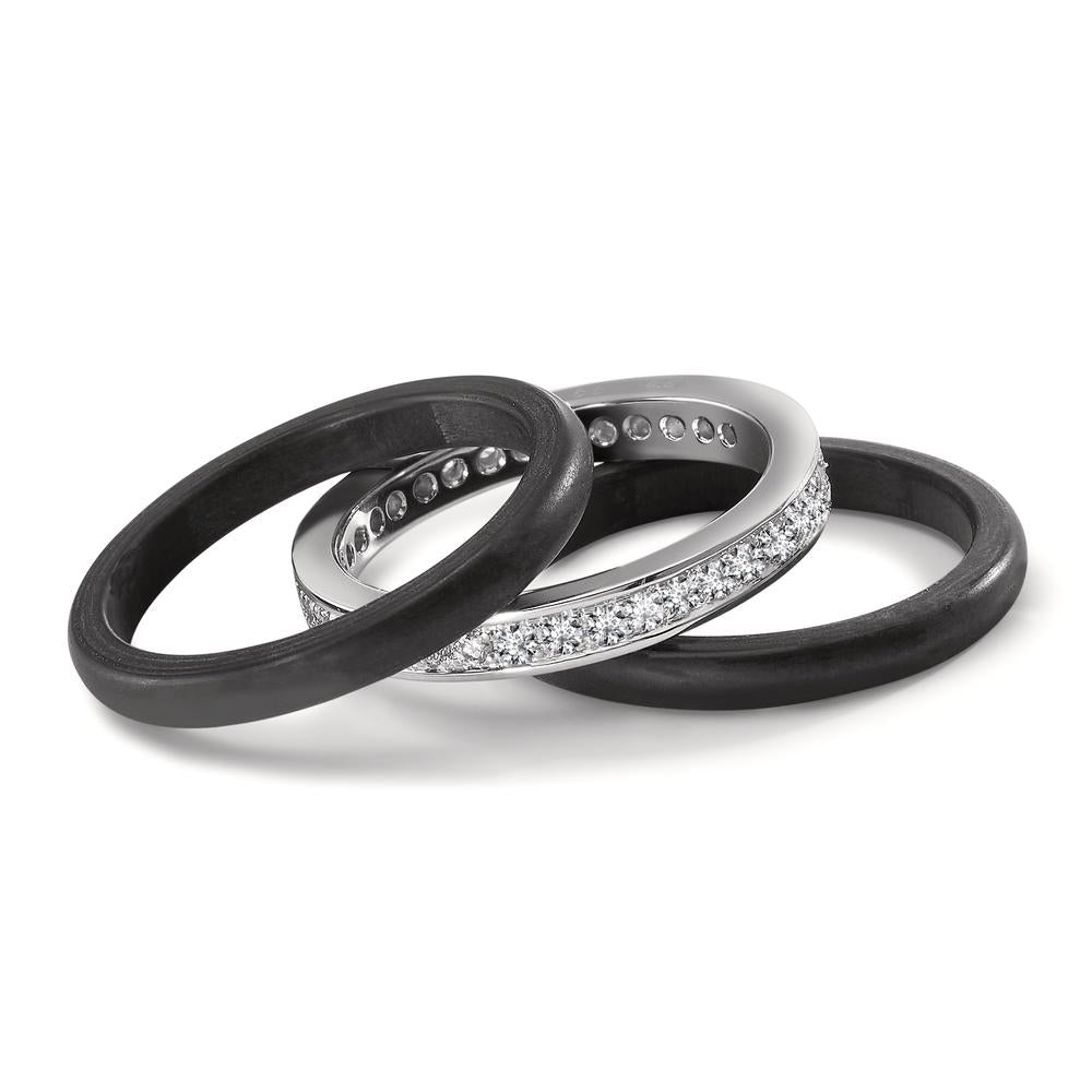 Ring 18k White Gold, Carbon Diamond 0.50 ct, 35 Stones, w-si