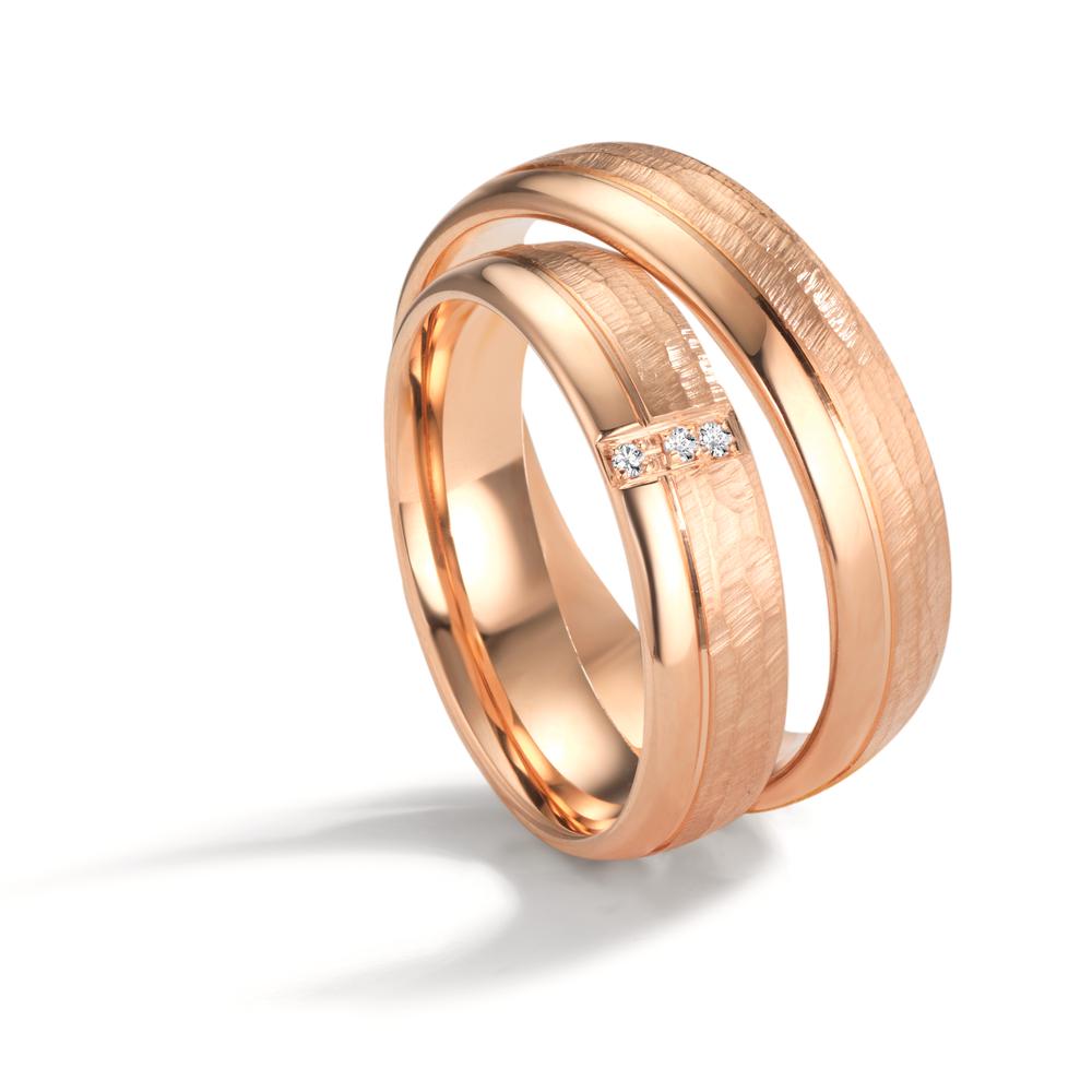 Wedding Ring 18k Rose Gold Diamond 0.015 ct, 3 Stones, w-si
