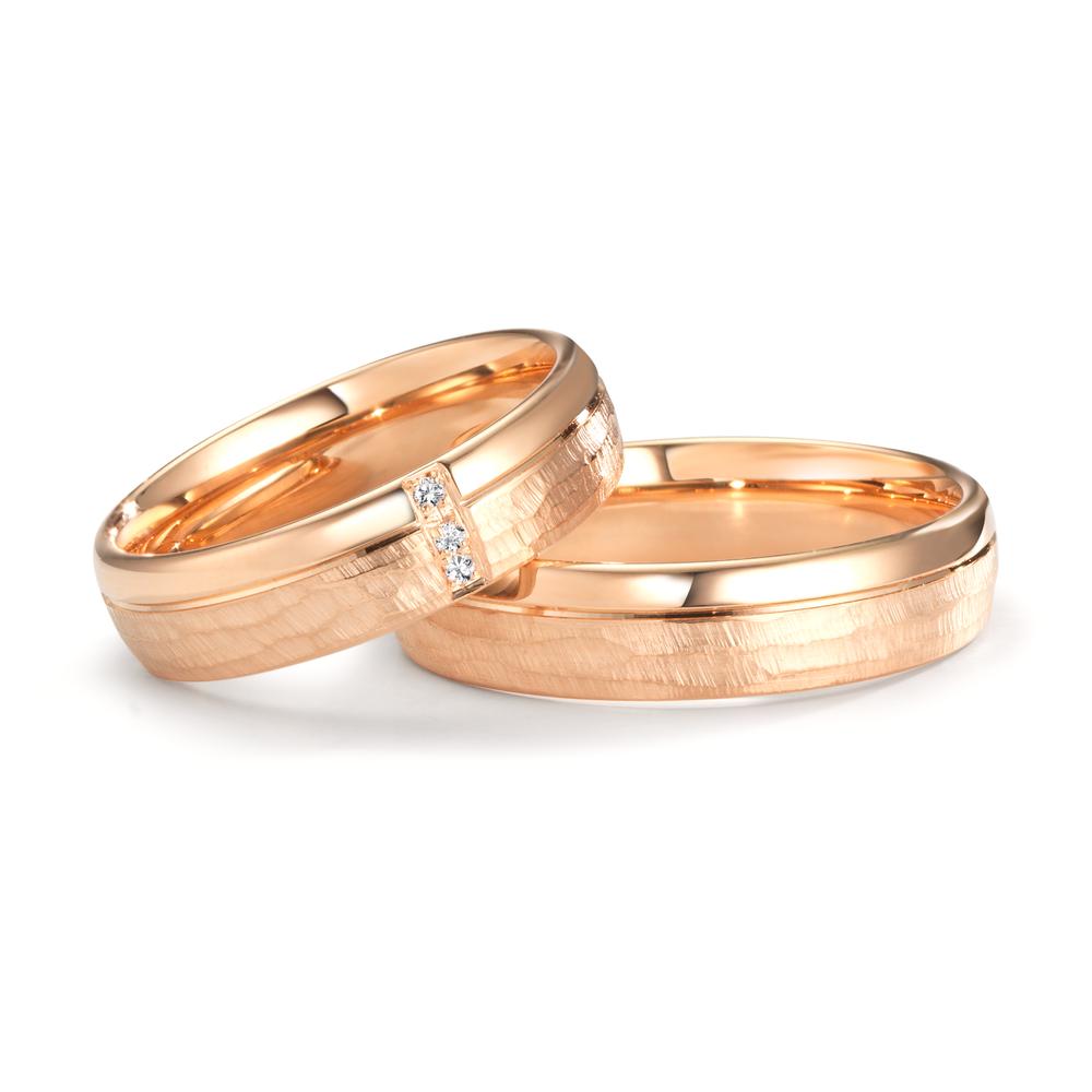 Wedding Ring 18k Rose Gold Diamond 0.015 ct, 3 Stones, w-si