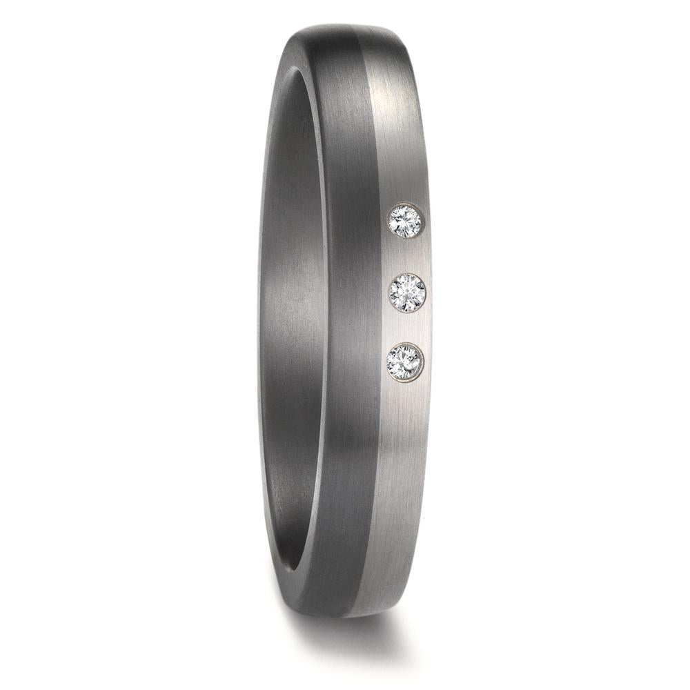 Wedding Ring Tantal 999, Platinum 950 Diamond 0.03 ct, 3 Stones, w-si