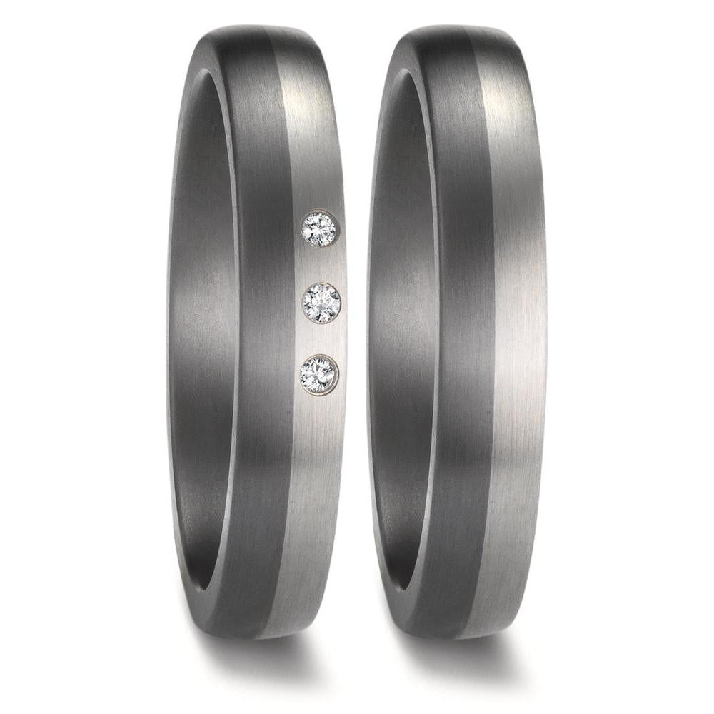 Wedding Ring Tantal 999, Platinum 950 Diamond 0.03 ct, 3 Stones, w-si