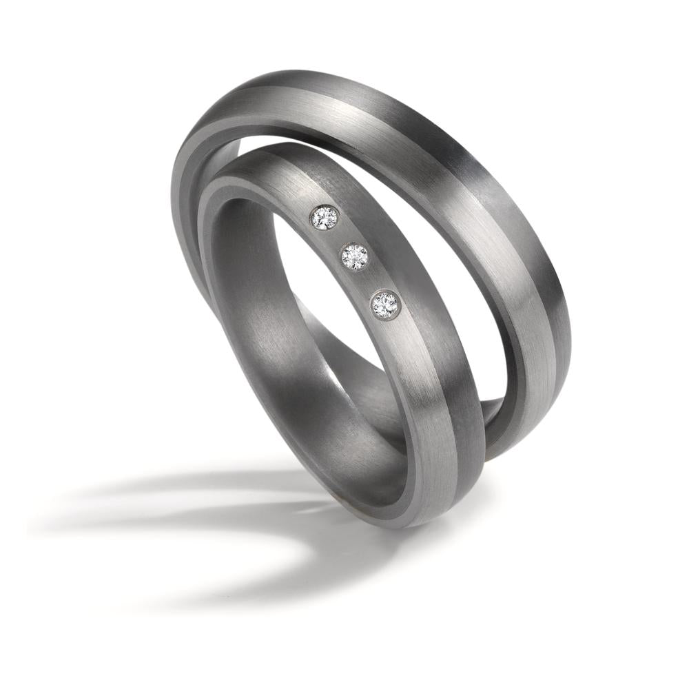 Wedding Ring Tantal 999, Platinum 950 Diamond 0.03 ct, 3 Stones, w-si