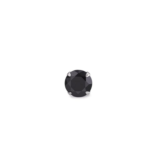 Single stud earring Silver Zirconia Black Ø7 mm