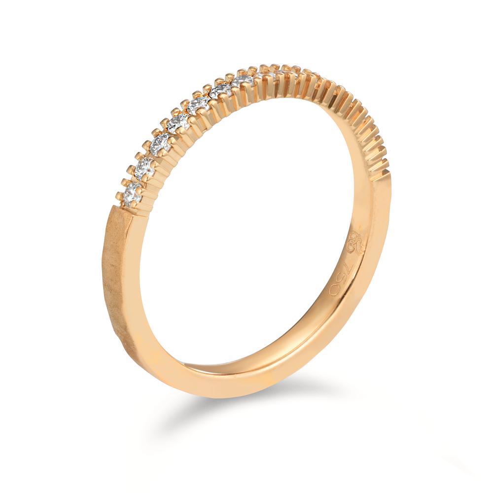 Wedding Ring 18k Rose Gold Diamond 0.225 ct, 15 Stones, w-si