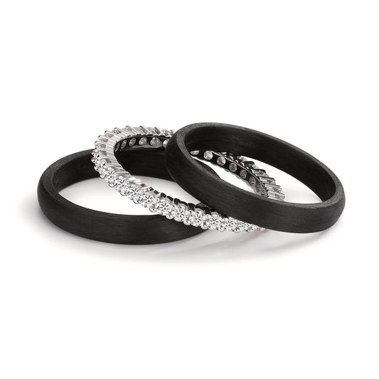 Ring set 18k White Gold, Carbon Diamond 0.75 ct, w-si