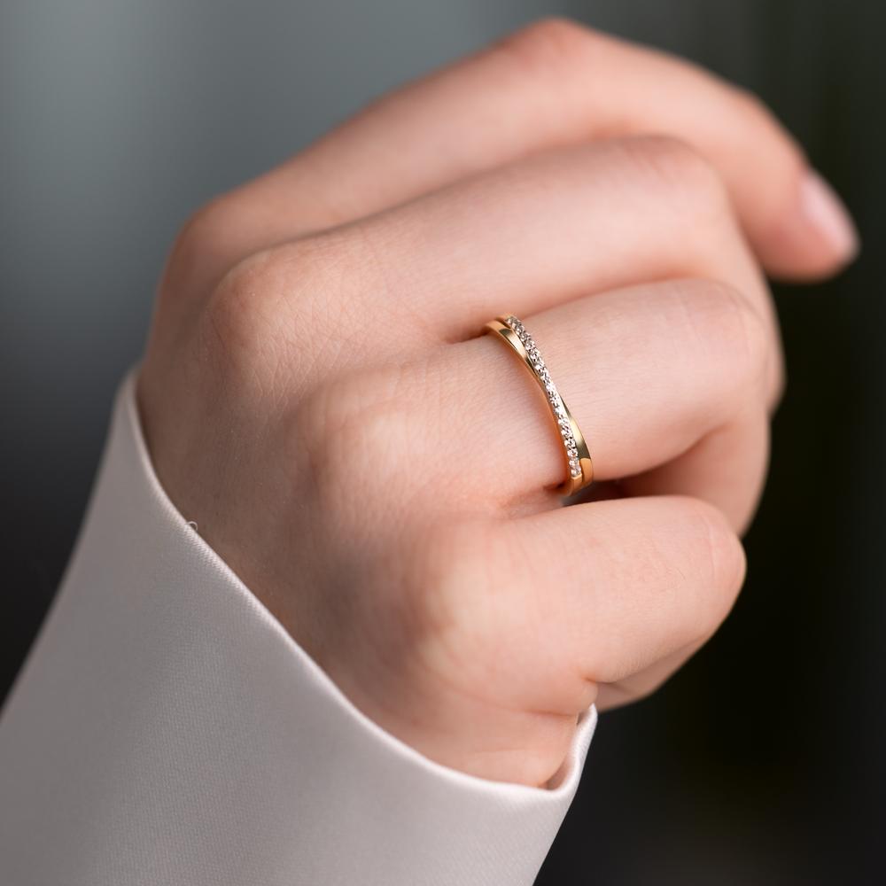 Stacking ring Silver Zirconia 19 Stones Rose Gold plated