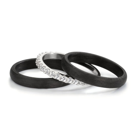 Ring set 9k White Gold, Carbon