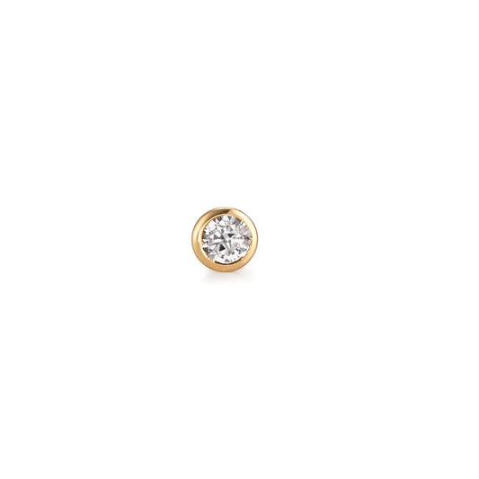 Single stud earring 18k Yellow Gold Zirconia Ø3 mm