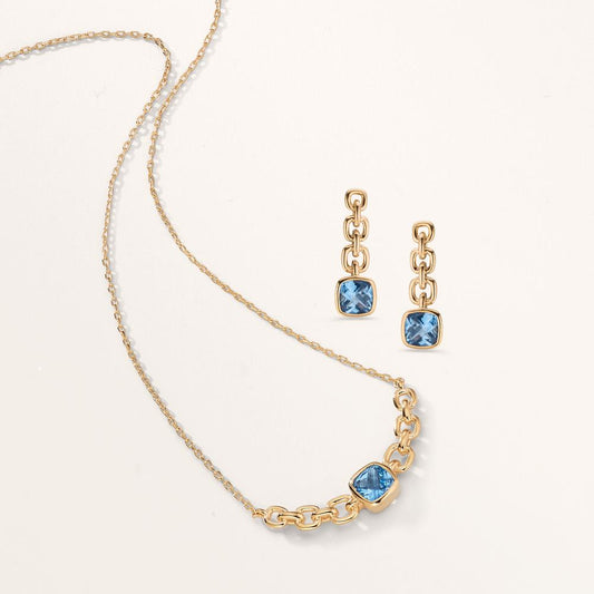 Necklace Bronze Zirconia Gold plated 40-45 cm