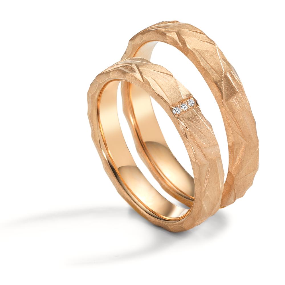 Wedding Ring 18k Rose Gold Diamond 0.012 ct, 3 Stones, w-si