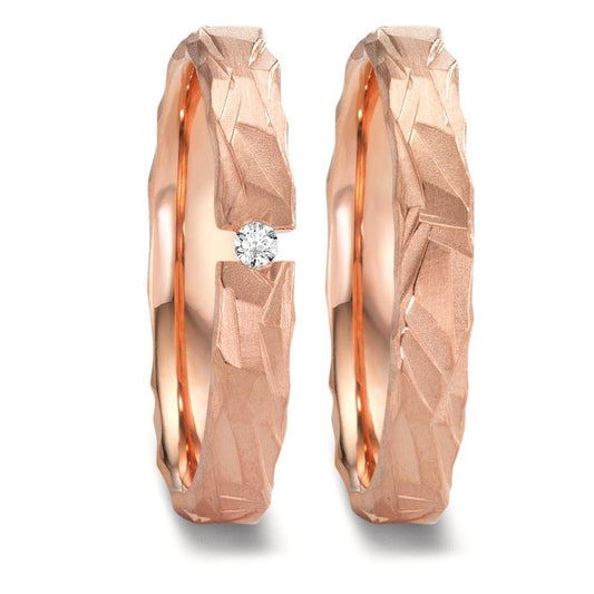 Wedding Ring 18k Red Gold Diamond 0.05 ct, w-si