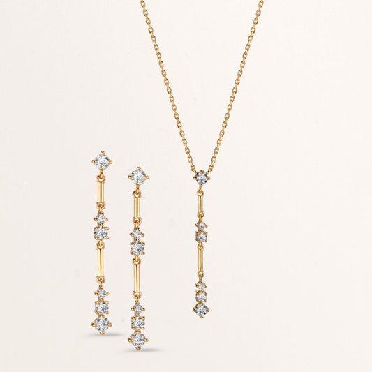 Necklace Bronze Zirconia 6 Stones 40-45 cm