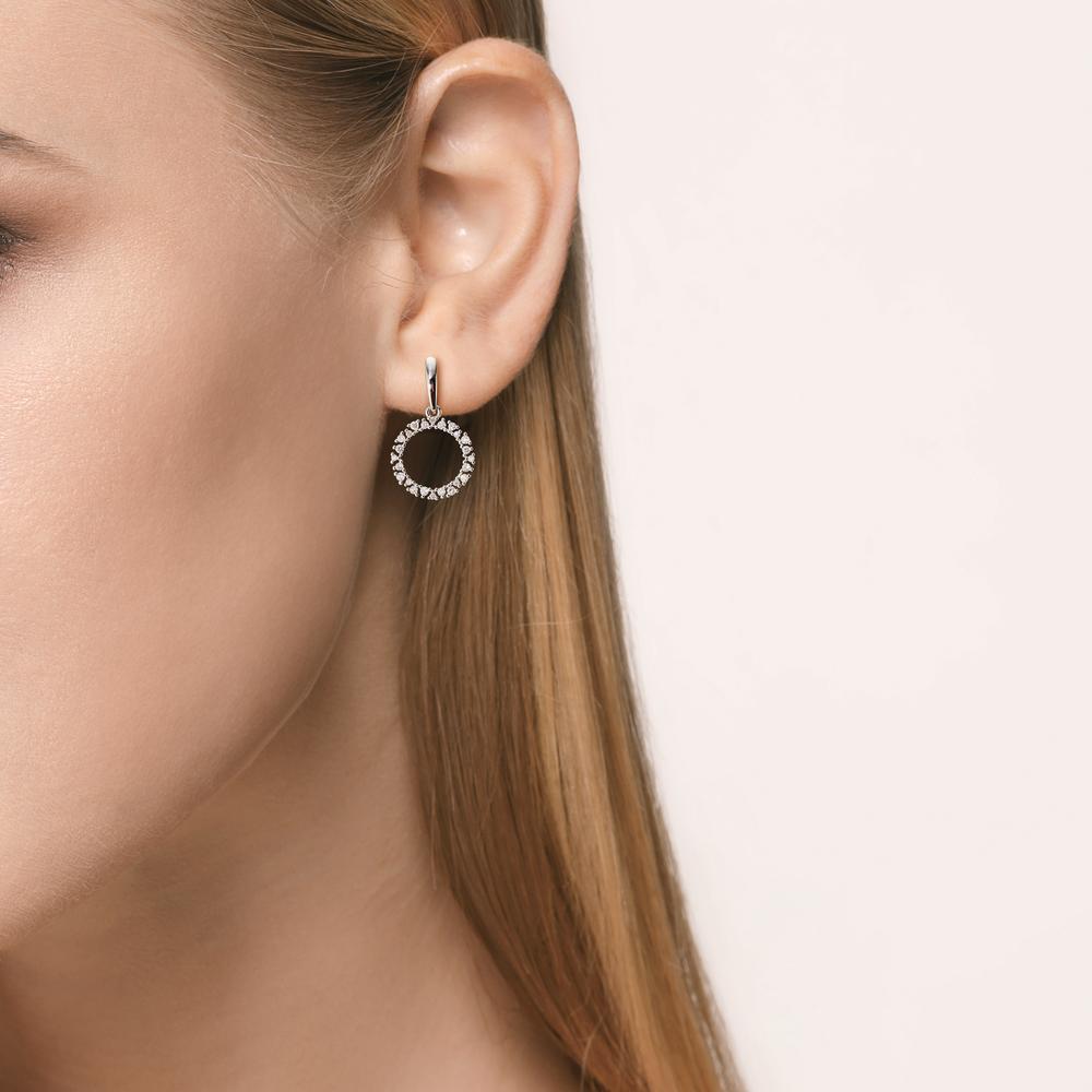 Drop Earrings 18k White Gold Diamond 0.33 ct, w-si Ø12.5 mm