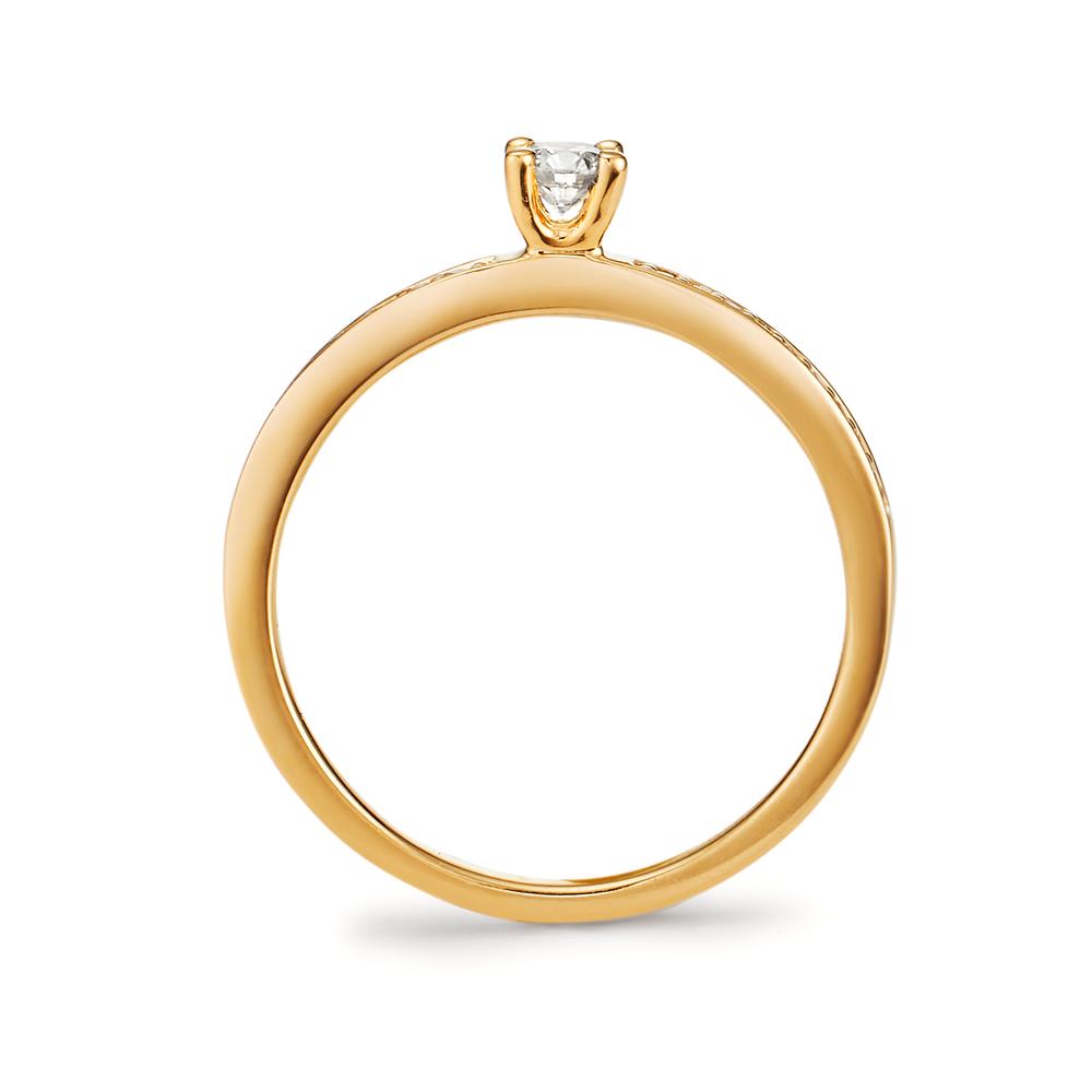 Solitaire ring 18k Yellow Gold Diamond White, 0.20 ct, 19 Stones, brilliant, w-si Ø3 mm