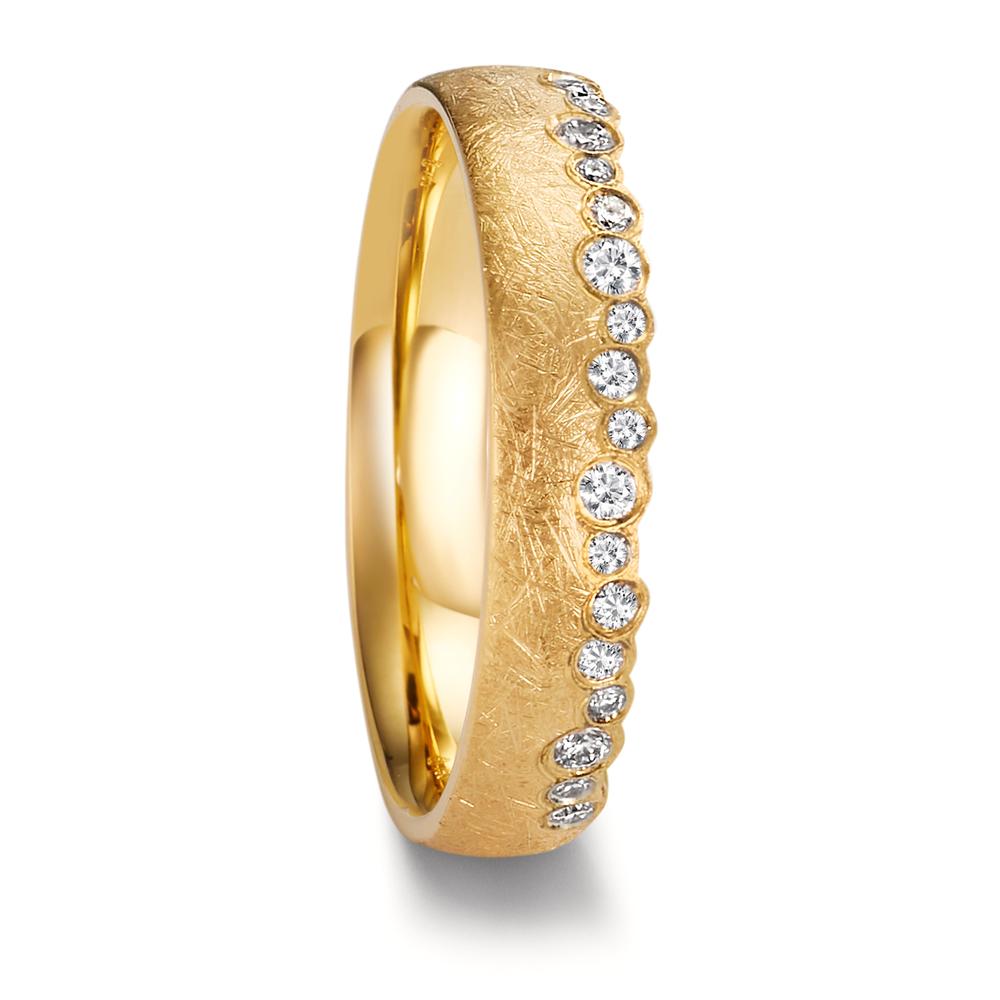Wedding Ring 18k Yellow Gold Diamond 0.16 ct, 19 Stones, w-si