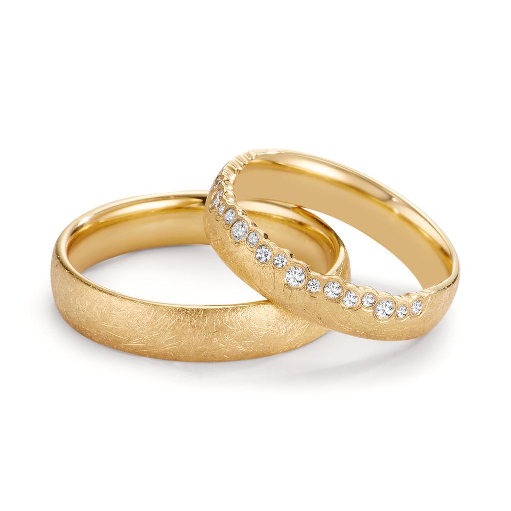 Wedding Ring 18k Yellow Gold Diamond 0.16 ct, 19 Stones, w-si