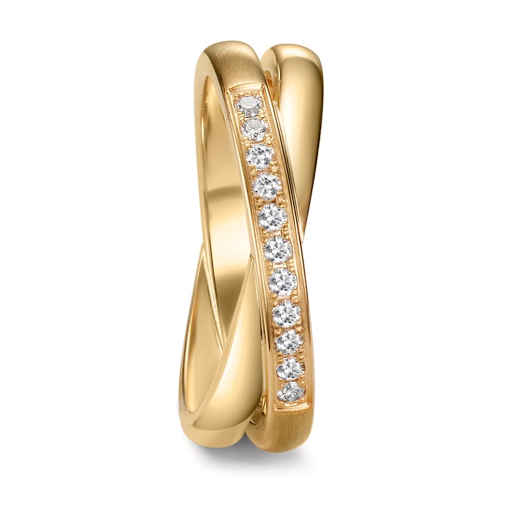 Wedding Ring 18k Yellow Gold Diamond 0.165 ct, 11 Stones, w-si