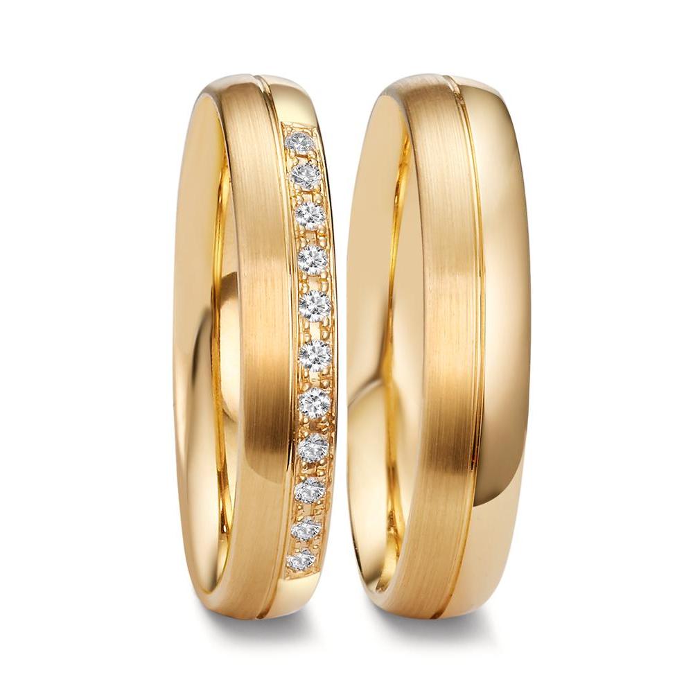 Wedding Ring 18k Yellow Gold Diamond 0.055 ct, 11 Stones, tw-vsi