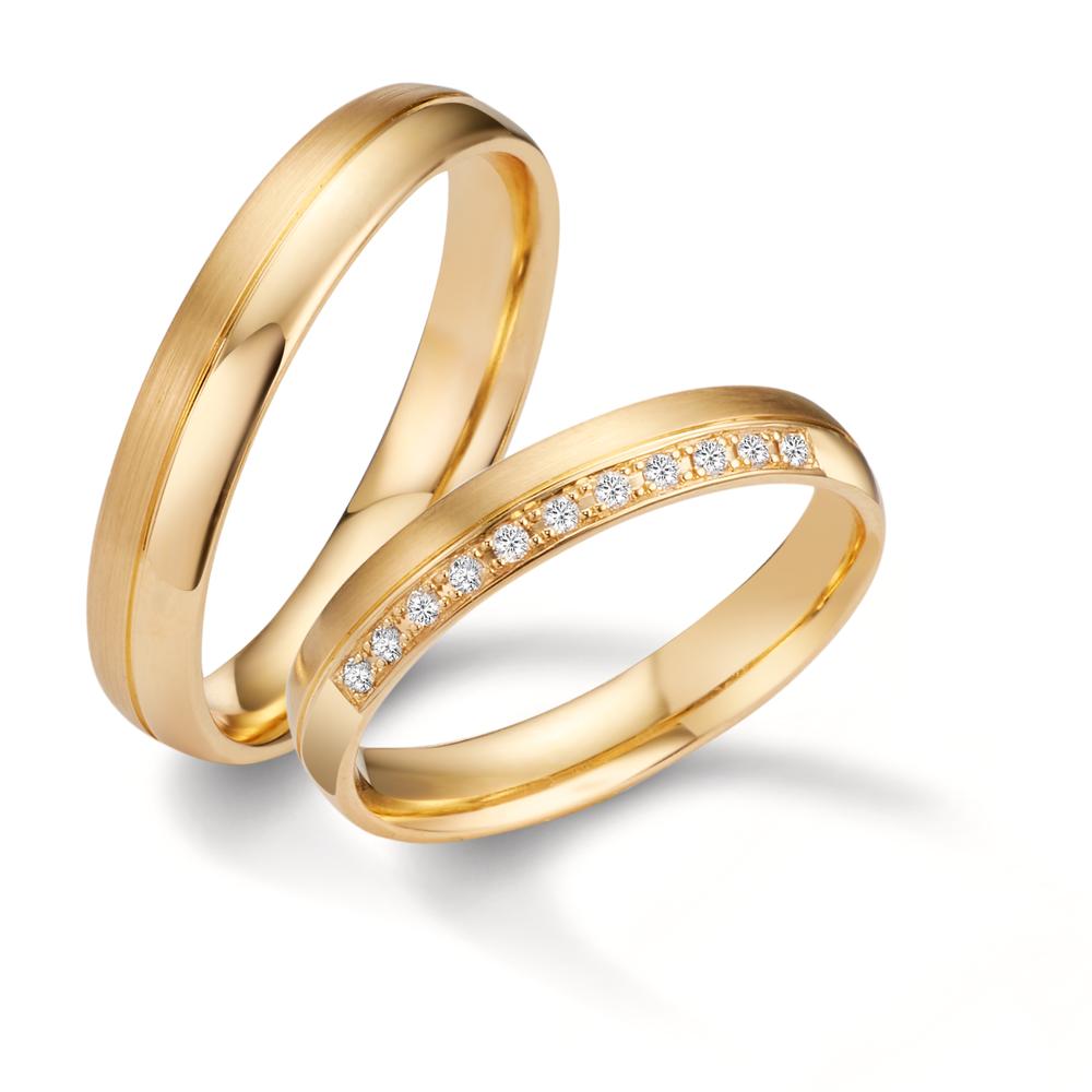 Wedding Ring 18k Yellow Gold Diamond 0.055 ct, 11 Stones, tw-vsi