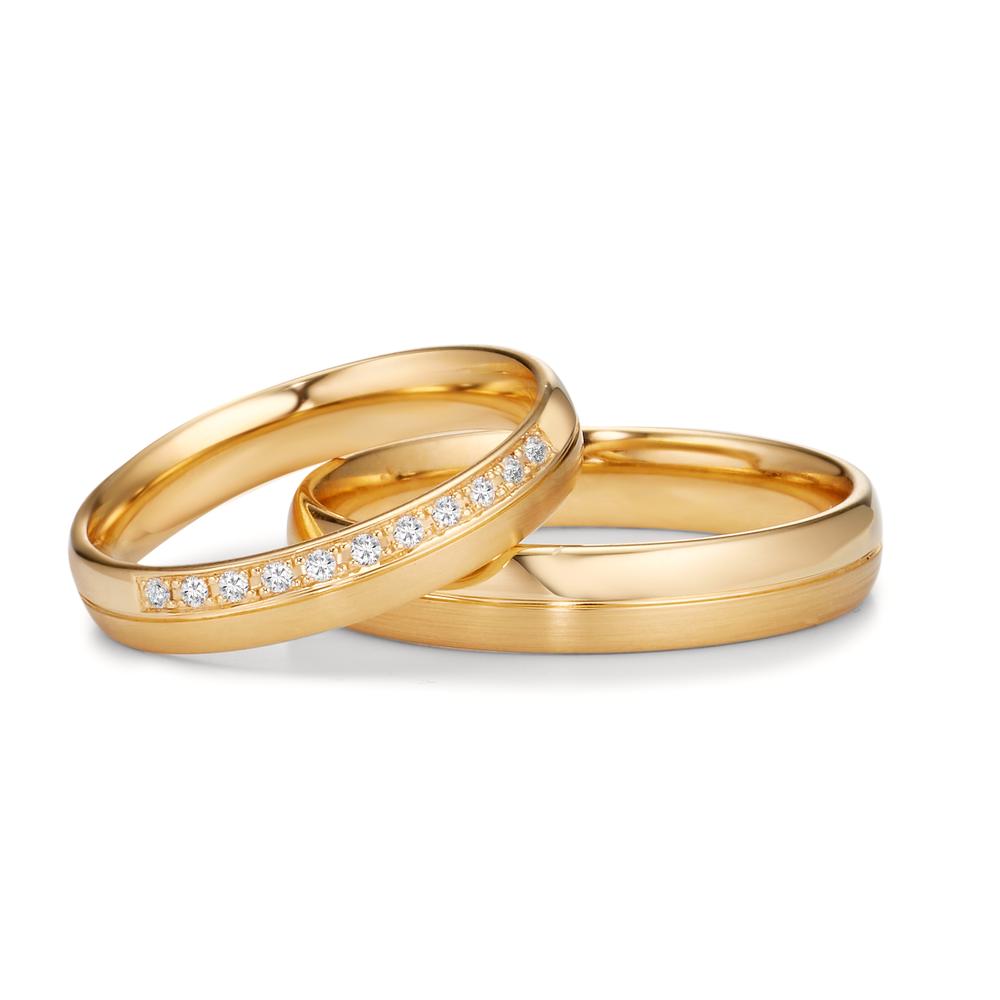Wedding Ring 18k Yellow Gold Diamond 0.055 ct, 11 Stones, tw-vsi