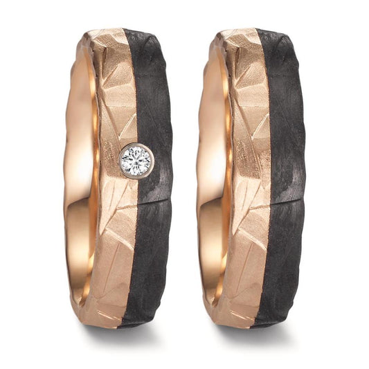 Wedding Ring 14k Rose Gold, Carbon