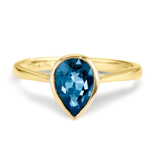 Ring 18k Yellow Gold London Blue Topaz