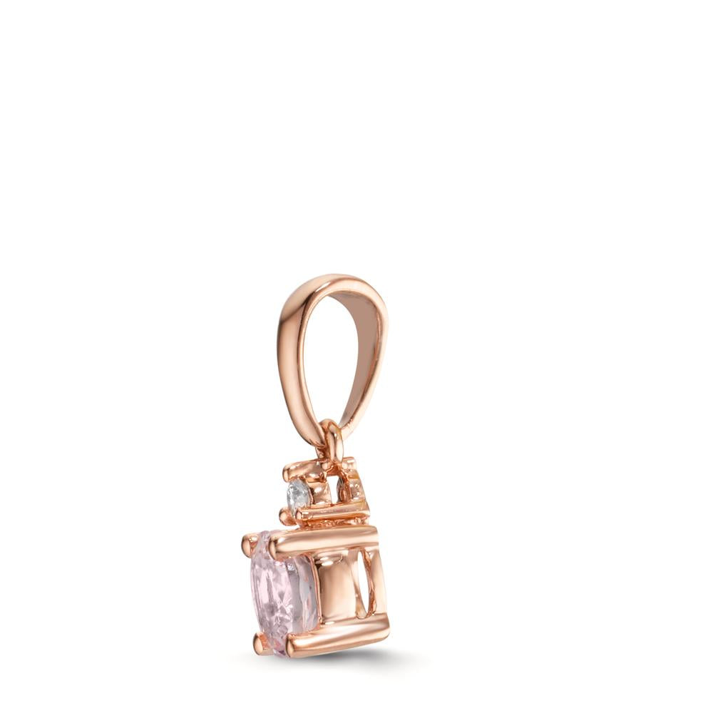 Pendant 18k Red Gold Morganite Pink, Diamond 0.03 ct, w-si