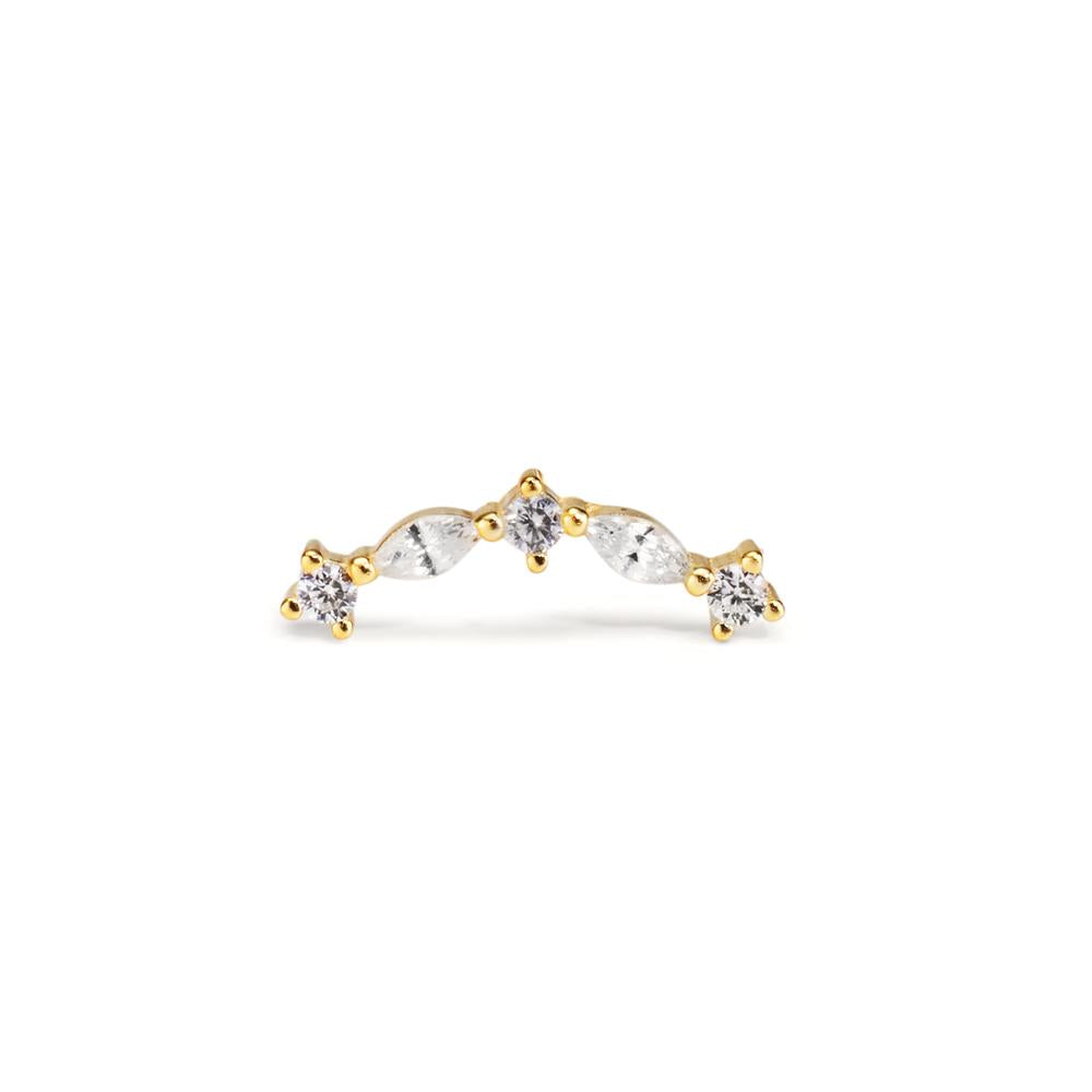 Piercing Silver Zirconia 5 Stones Yellow Gold plated