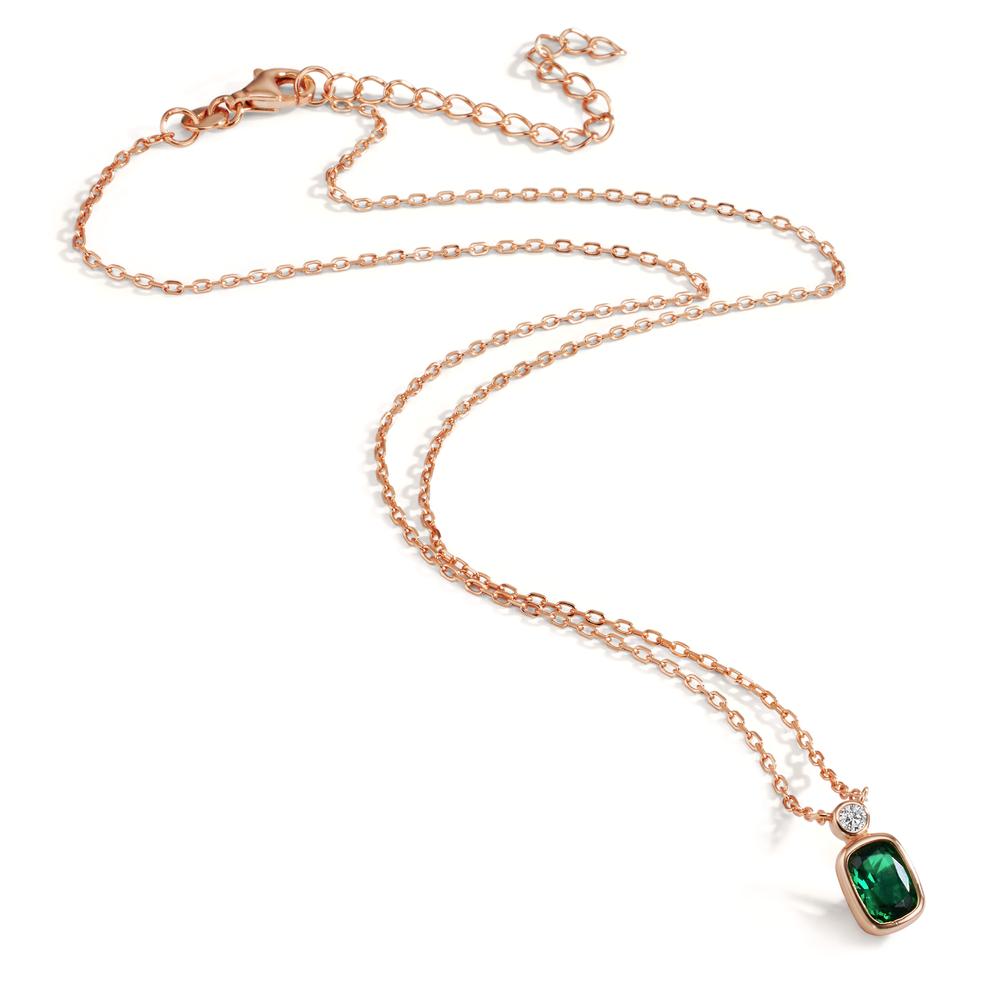 Necklace Silver Zirconia Green, Zirconia White Rose Gold plated 40-45 cm