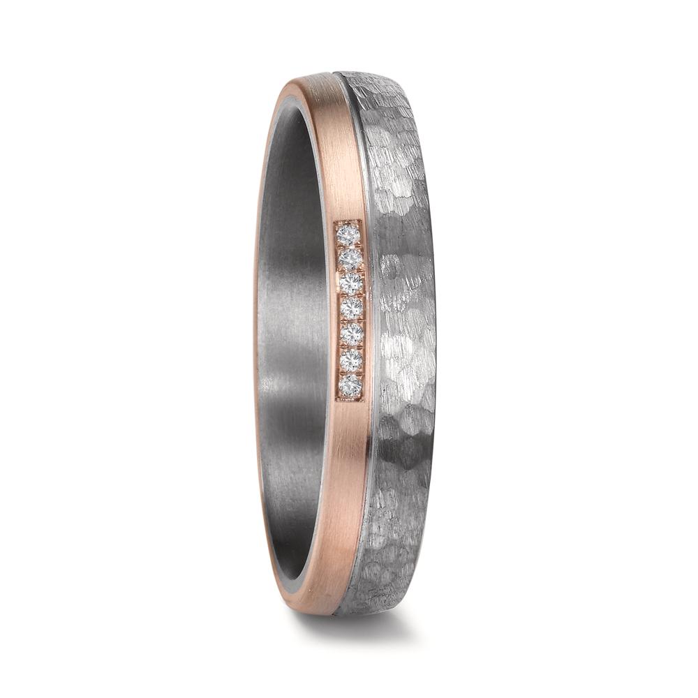 Wedding Ring Tantal 999, 14k Rose Gold Diamond 0.025 ct, 7 Stones, w-si